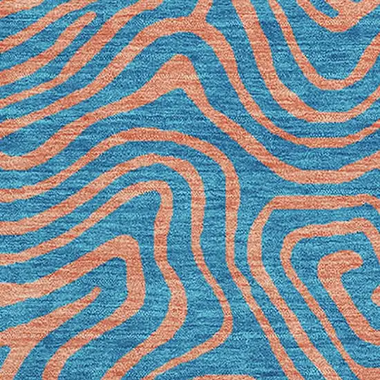 Teal And Peach Abstract Washable Area Rug With UV Protection Photo 2