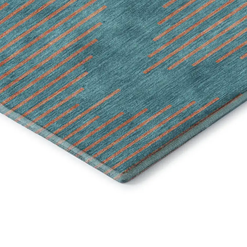 Teal And Peach Geometric Washable Area Rug With UV Protection Photo 7