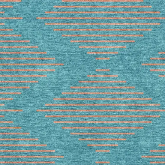 Teal And Peach Geometric Washable Area Rug With UV Protection Photo 2