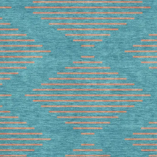 Teal And Peach Geometric Washable Area Rug With UV Protection Photo 2