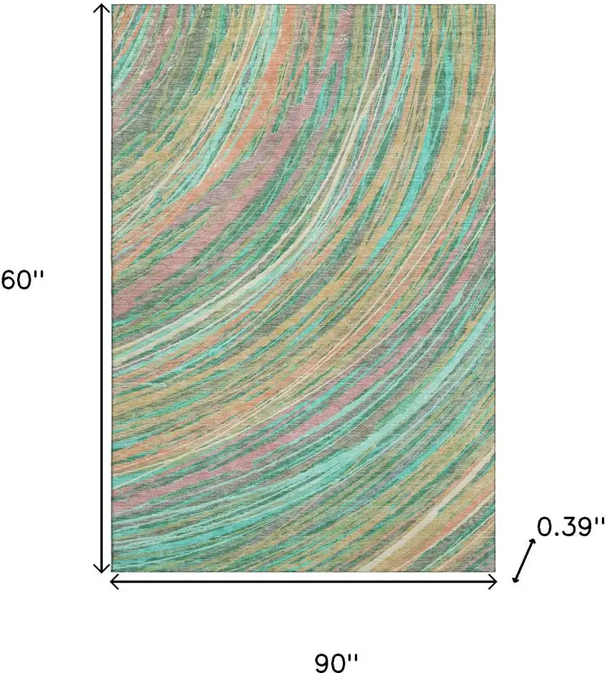 Teal And Pink Abstract Washable Area Rug With UV Protection Photo 9