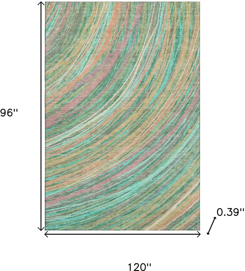Teal And Pink Abstract Washable Area Rug With UV Protection Photo 9