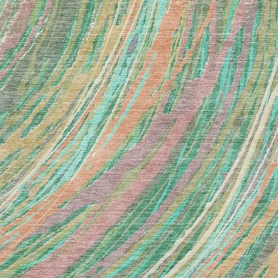 Teal And Pink Abstract Washable Area Rug With UV Protection Photo 3