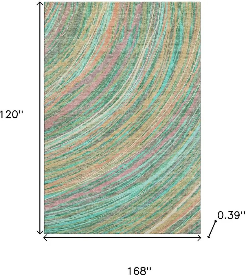 Teal And Pink Abstract Washable Area Rug With UV Protection Photo 9