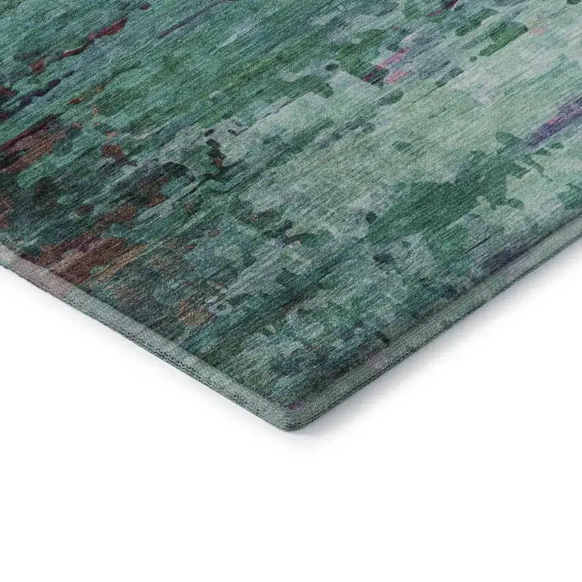 Teal And Plum Abstract Washable Area Rug With UV Protection Photo 7