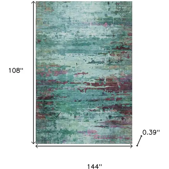 Teal And Plum Abstract Washable Area Rug With UV Protection Photo 9