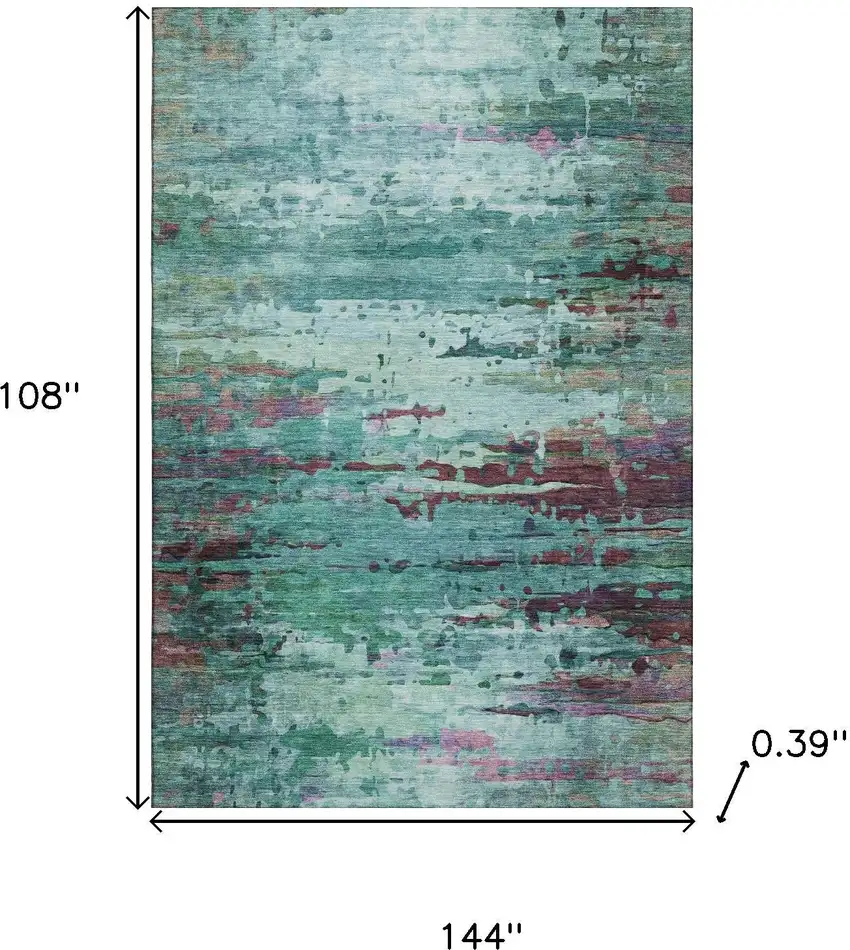 Teal And Plum Abstract Washable Area Rug With UV Protection Photo 9
