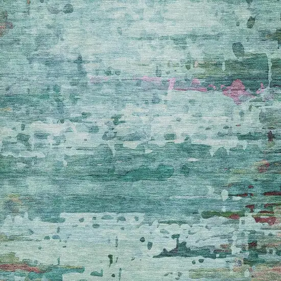 Teal And Plum Abstract Washable Area Rug With UV Protection Photo 3