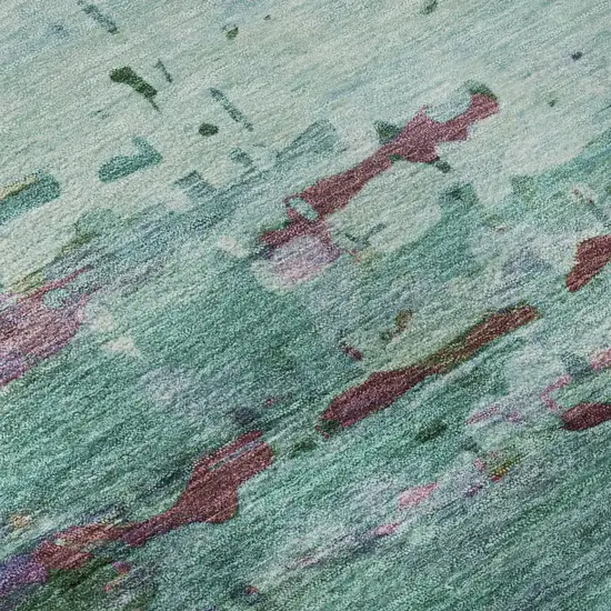 Teal And Plum Abstract Washable Area Rug With UV Protection Photo 8