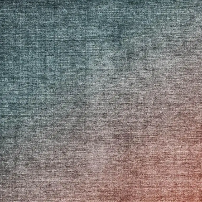 Teal And Rust Ombre Washable Area Rug With UV Protection Photo 6