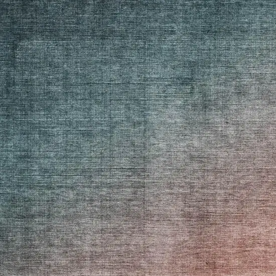 Teal And Rust Ombre Washable Area Rug With UV Protection Photo 3