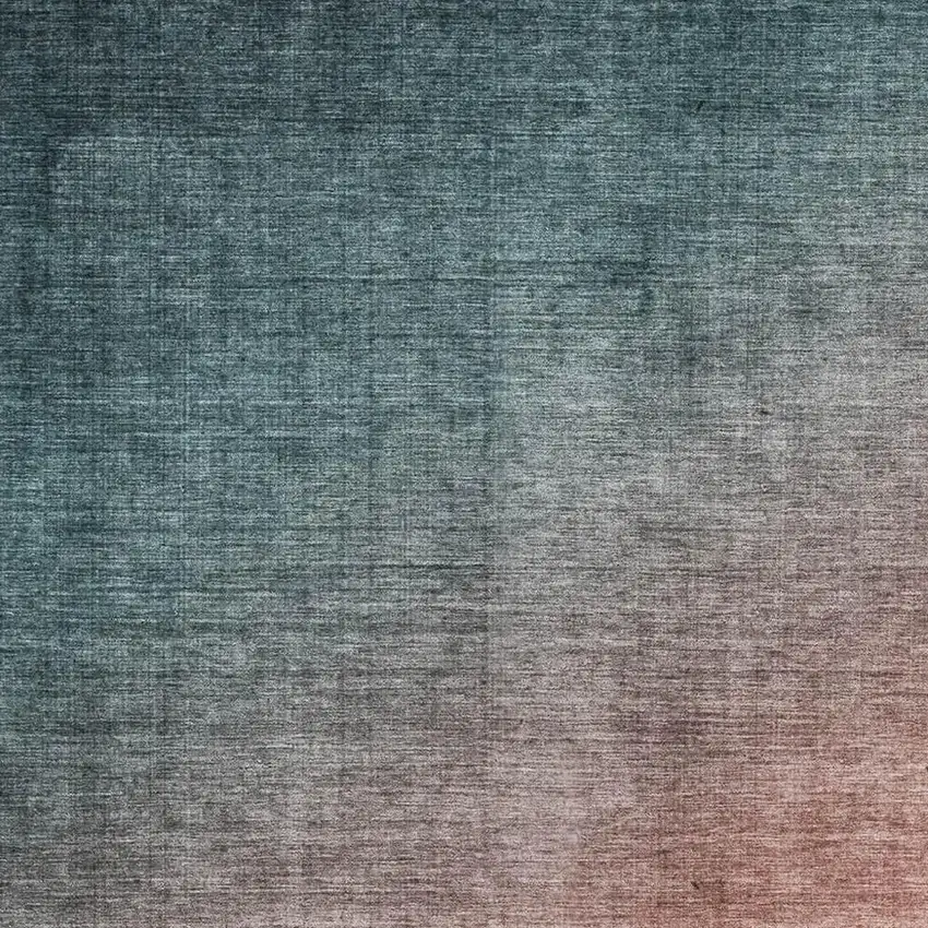 Teal And Rust Ombre Washable Area Rug With UV Protection Photo 3