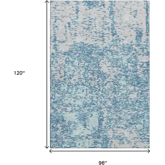 Teal And Silver Abstract Washable Area Rug With UV Protection Photo 8