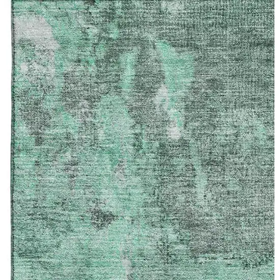 Teal And Silver Abstract Washable Area Rug With UV Protection Photo 2