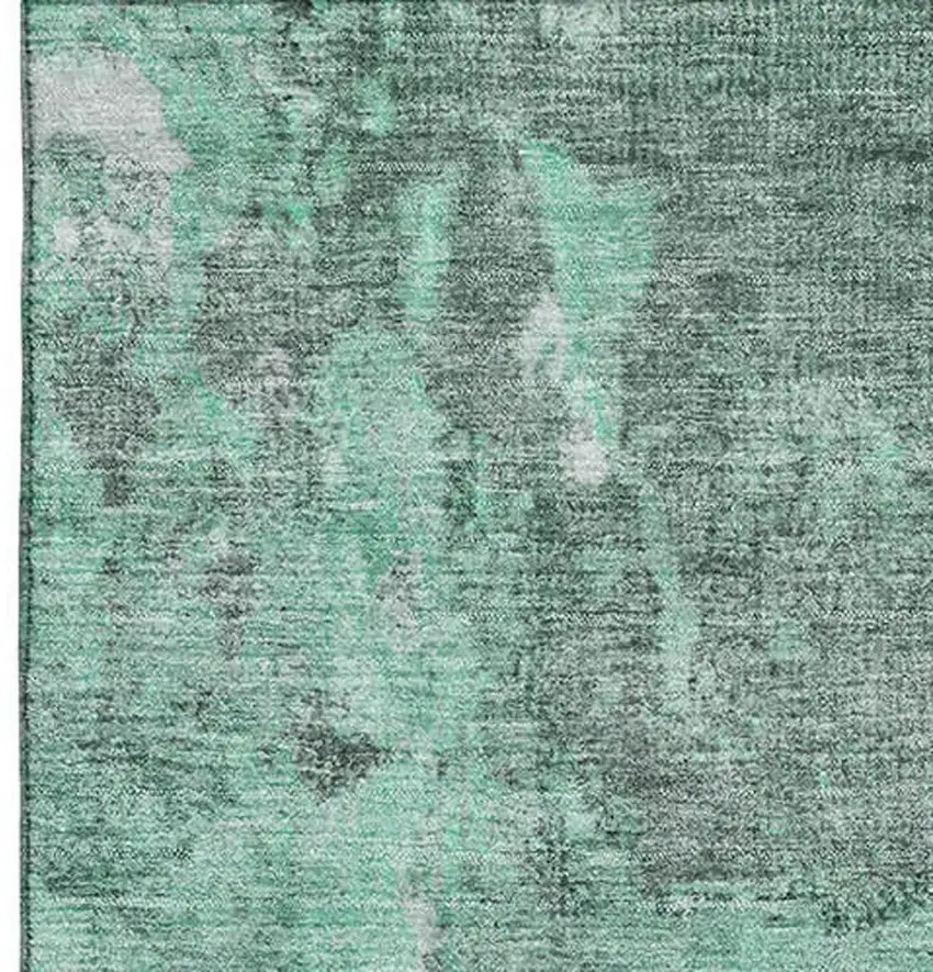 Teal And Silver Abstract Washable Area Rug With UV Protection Photo 2