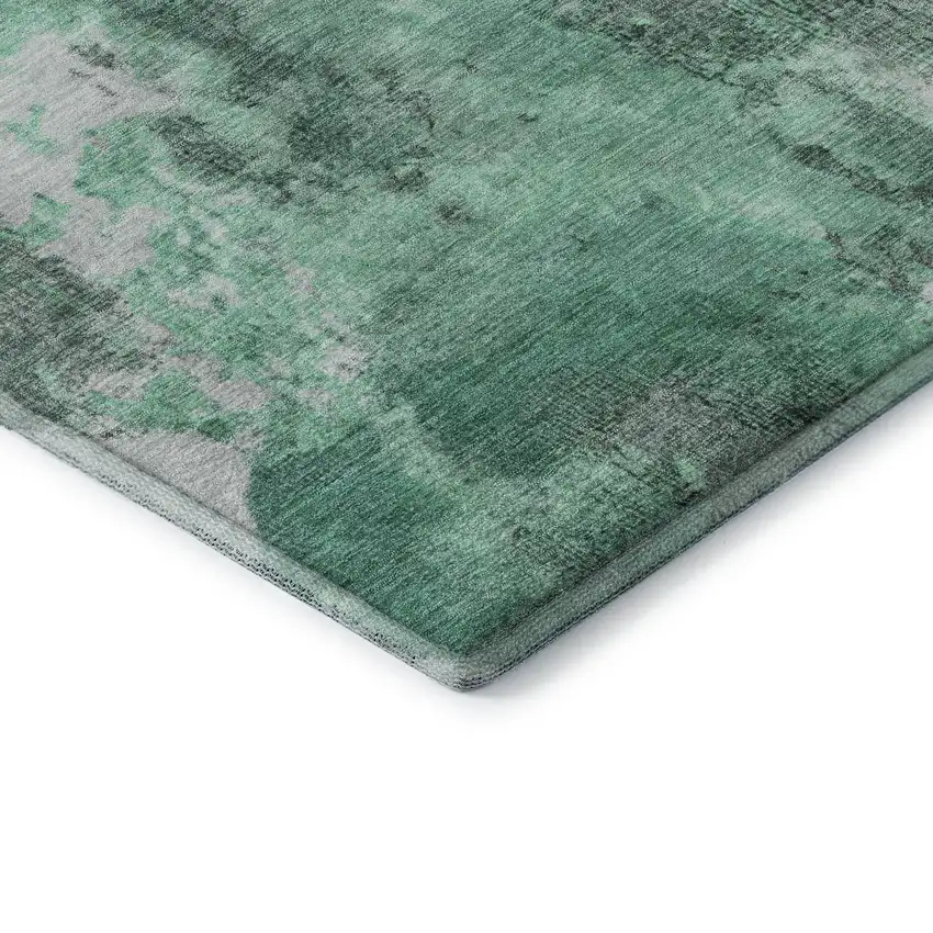 Teal And Silver Abstract Washable Area Rug With UV Protection Photo 7