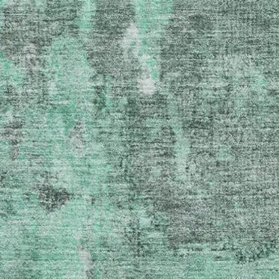 Teal And Silver Abstract Washable Area Rug With UV Protection Photo 2