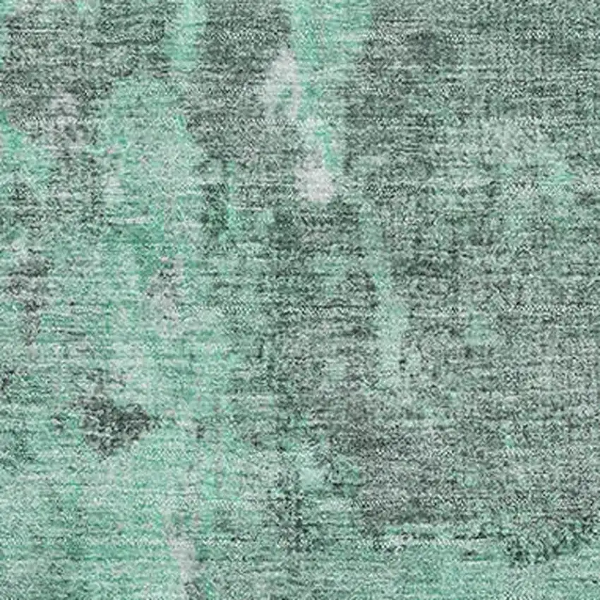 Teal And Silver Abstract Washable Area Rug With UV Protection Photo 2