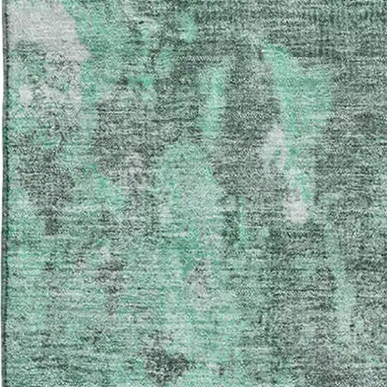 Teal And Silver Abstract Washable Area Rug With UV Protection Photo 3