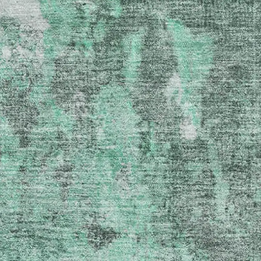 Teal And Silver Abstract Washable Area Rug With UV Protection Photo 2
