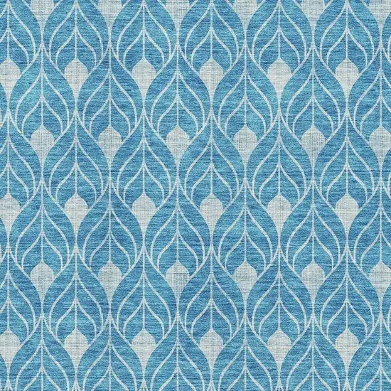 Teal And Silver Geometric Washable Area Rug With UV Protection Photo 2