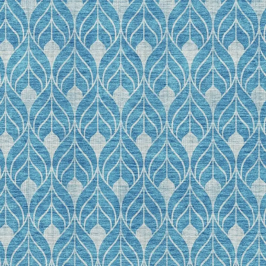 Teal And Silver Geometric Washable Area Rug With UV Protection Photo 2