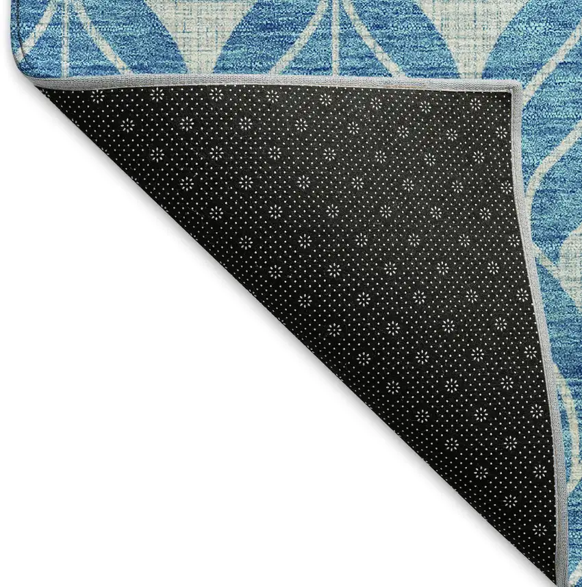 Teal And Silver Geometric Washable Area Rug With UV Protection Photo 6