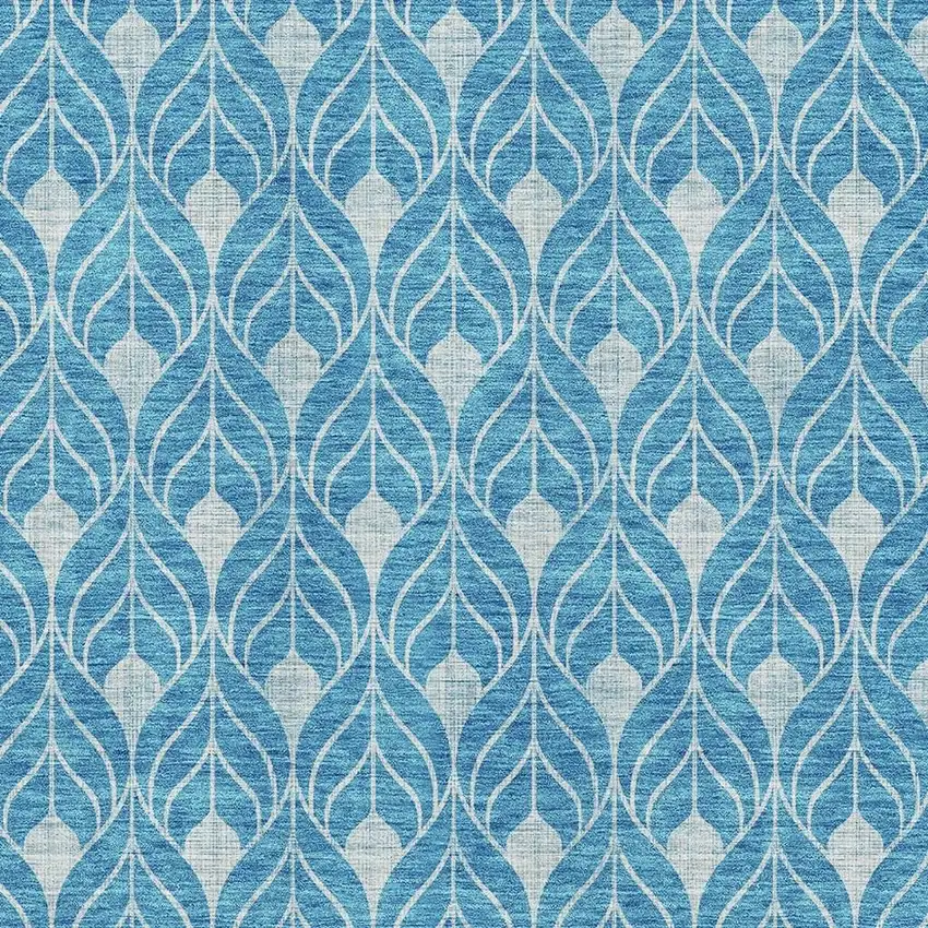 Teal And Silver Geometric Washable Area Rug With UV Protection Photo 2