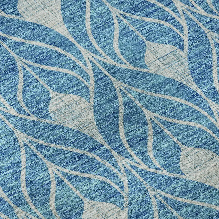 Teal And Silver Geometric Washable Area Rug With UV Protection Photo 9