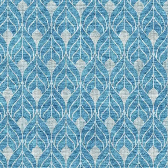 Teal And Silver Geometric Washable Area Rug With UV Protection Photo 2