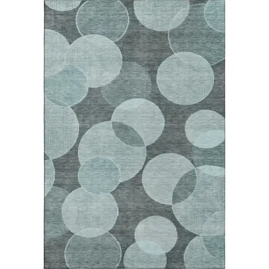 Teal And Sky Blue Geometric Washable Area Rug With UV Protection Photo 1
