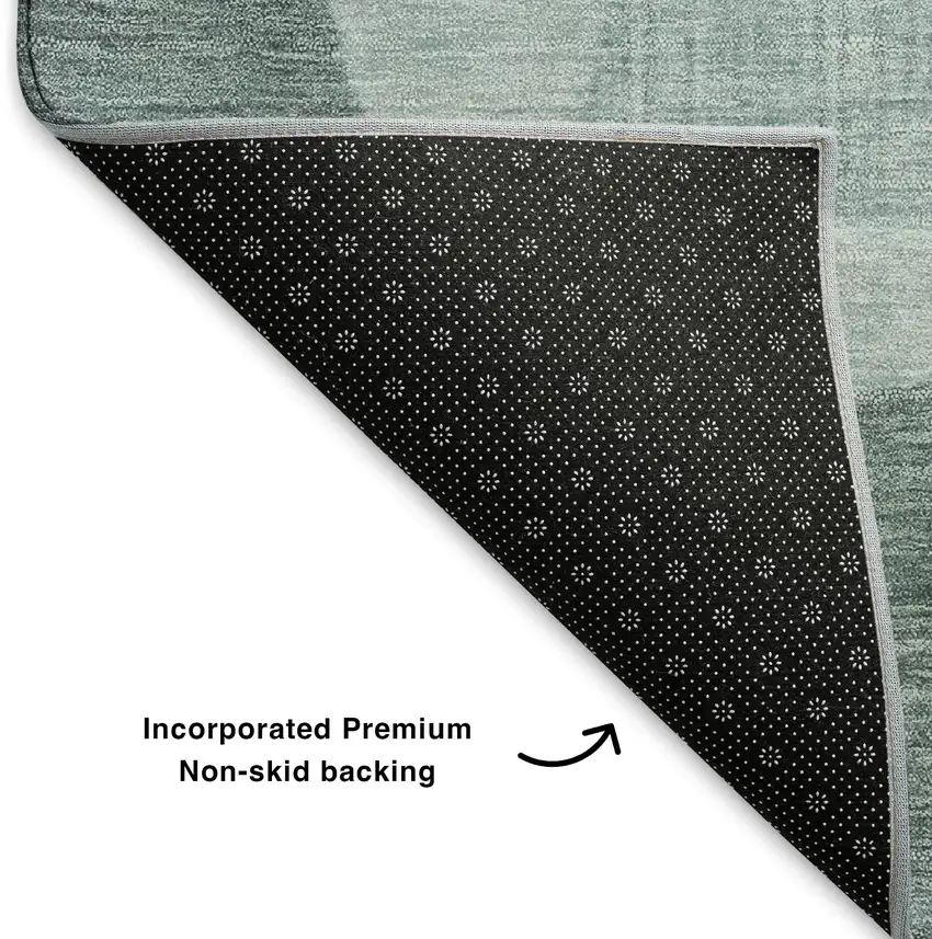 Teal And Sky Blue Geometric Washable Area Rug With UV Protection Photo 6