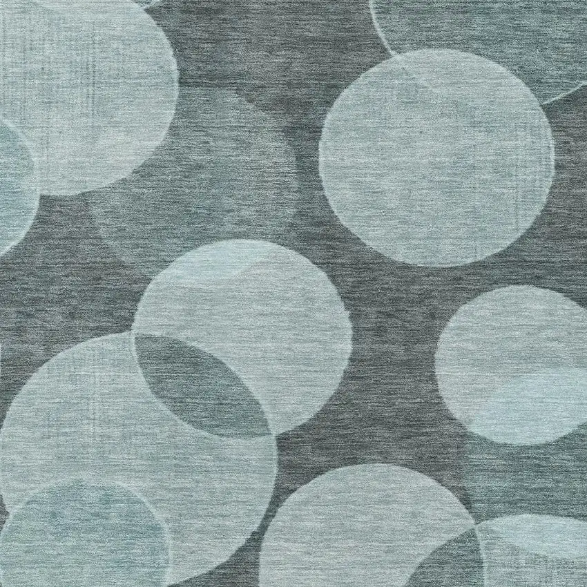 Teal And Sky Blue Geometric Washable Area Rug With UV Protection Photo 2