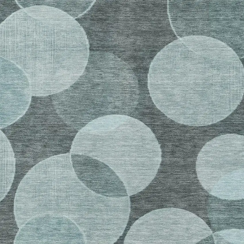 Teal And Sky Blue Geometric Washable Area Rug With UV Protection Photo 2