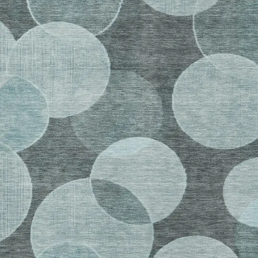 Teal And Sky Blue Geometric Washable Area Rug With UV Protection Photo 2