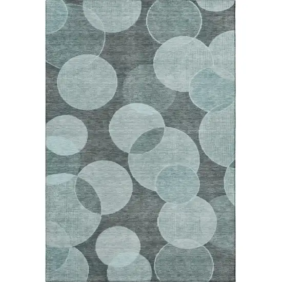 Teal And Sky Blue Geometric Washable Area Rug With UV Protection Photo 3