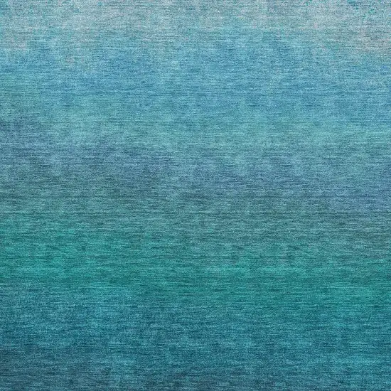 Teal And Sky Blue Ombre Washable Area Rug With UV Protection Photo 3