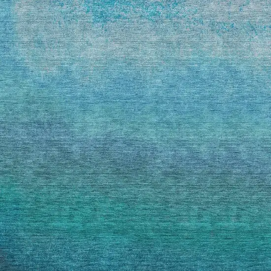 Teal And Sky Blue Ombre Washable Area Rug With UV Protection Photo 3