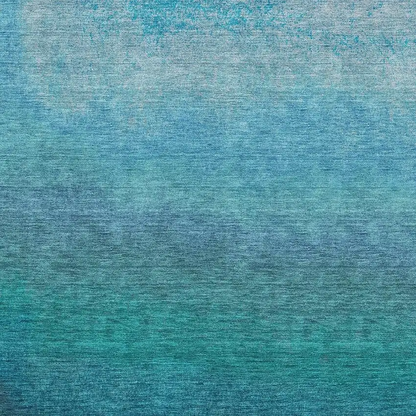 Teal And Sky Blue Ombre Washable Area Rug With UV Protection Photo 3