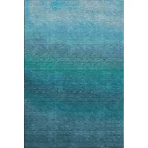 Photo of Teal And Sky Blue Ombre Washable Area Rug With UV Protection