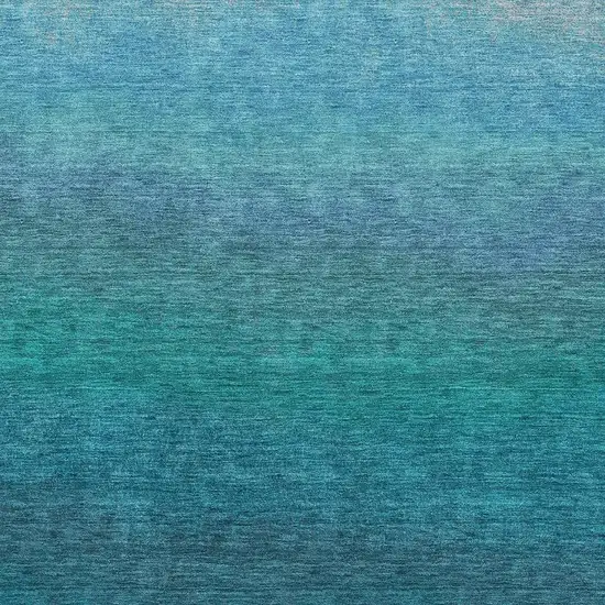 Teal And Sky Blue Ombre Washable Area Rug With UV Protection Photo 3