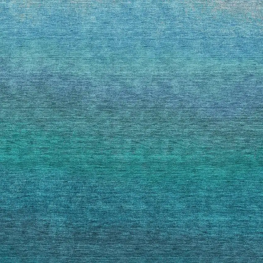 Teal And Sky Blue Ombre Washable Area Rug With UV Protection Photo 3