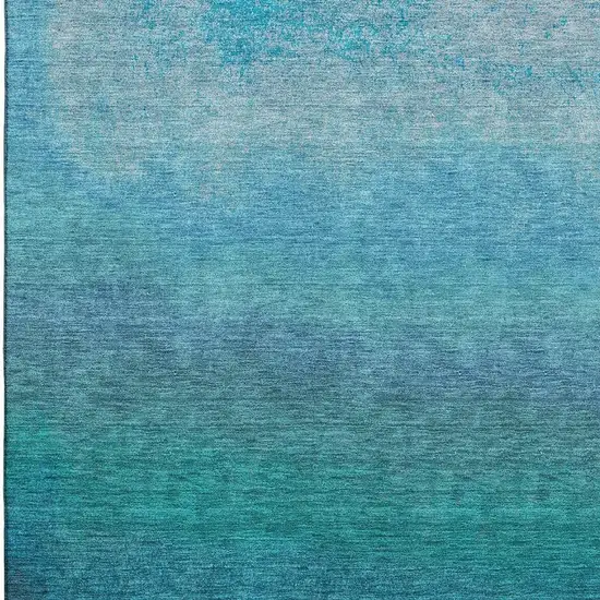 Teal And Sky Blue Ombre Washable Area Rug With UV Protection Photo 3
