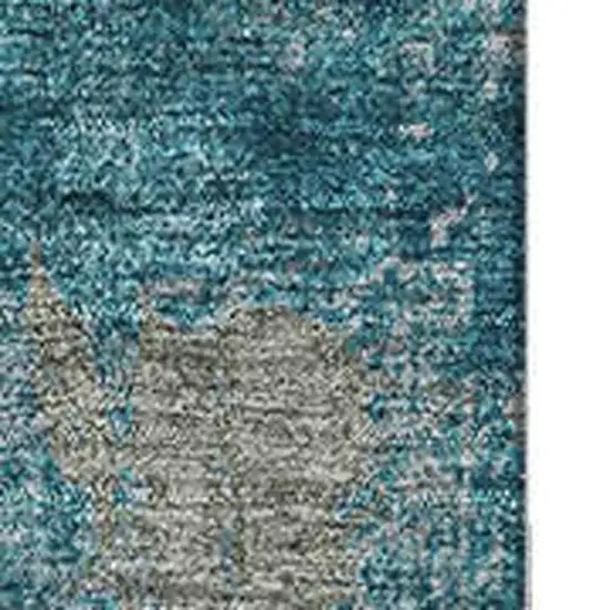 Teal And Taupe Abstract Washable Area Rug With UV Protection Photo 2