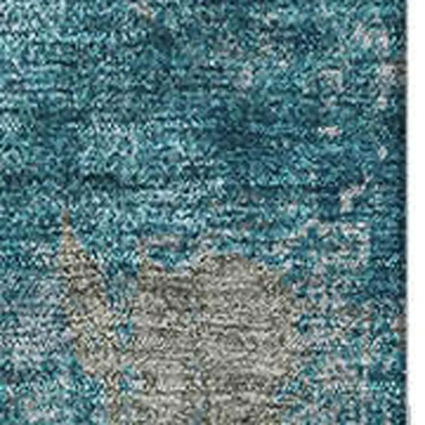 Teal And Taupe Abstract Washable Area Rug With UV Protection Photo 2
