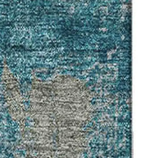 Teal And Taupe Abstract Washable Area Rug With UV Protection Photo 2