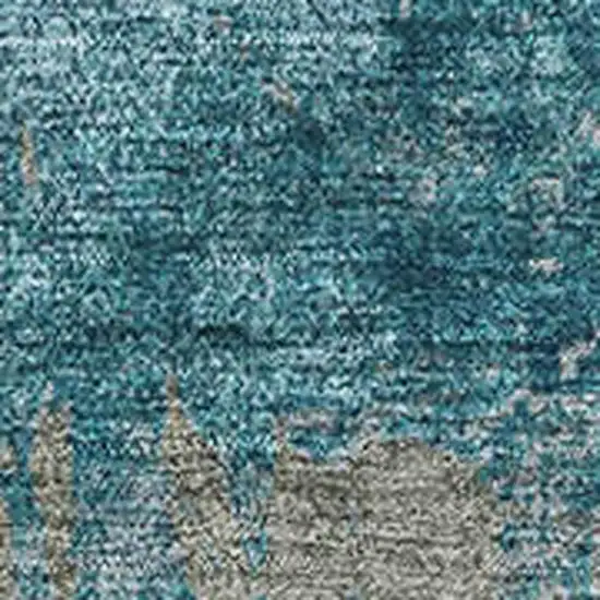 Teal And Taupe Abstract Washable Area Rug With UV Protection Photo 2