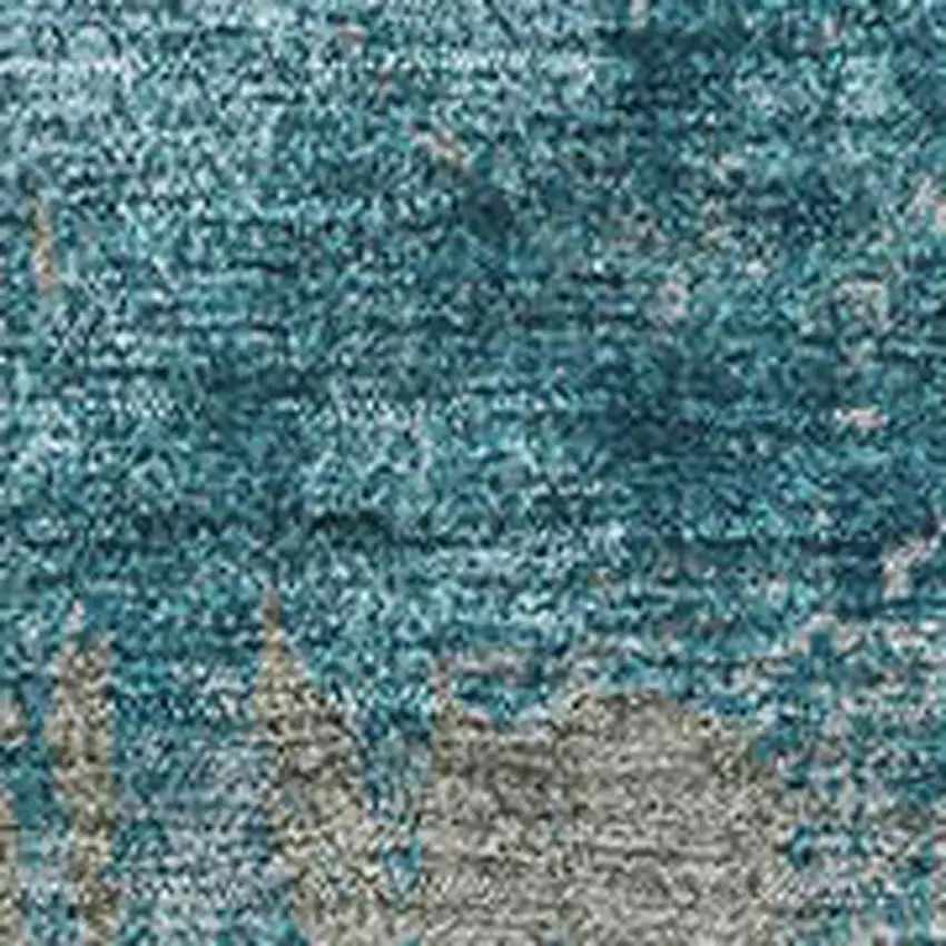Teal And Taupe Abstract Washable Area Rug With UV Protection Photo 2