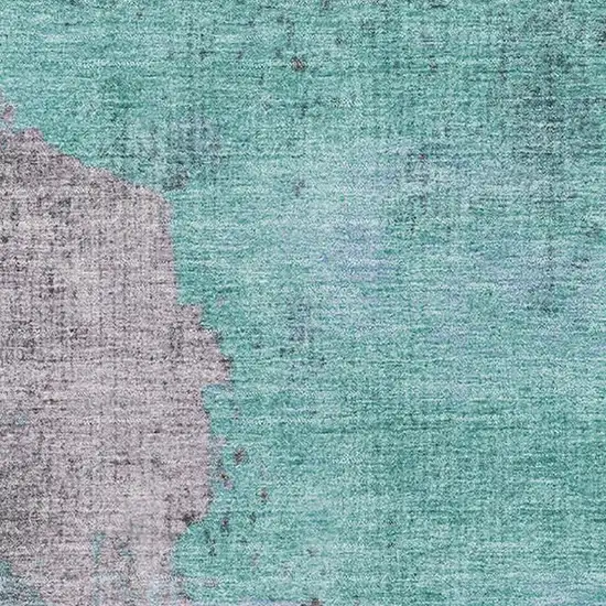 Teal And Taupe Abstract Washable Area Rug With UV Protection Photo 3
