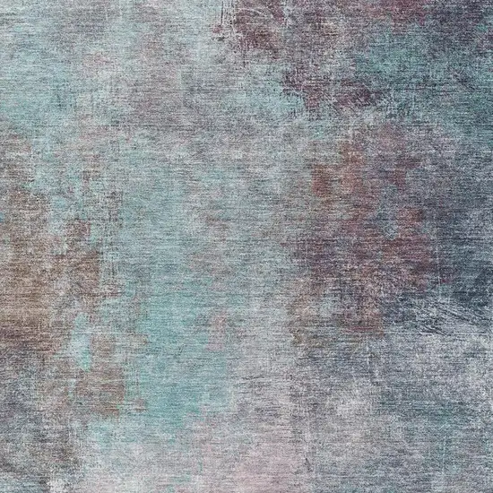 Teal And Taupe Abstract Washable Area Rug With UV Protection Photo 3